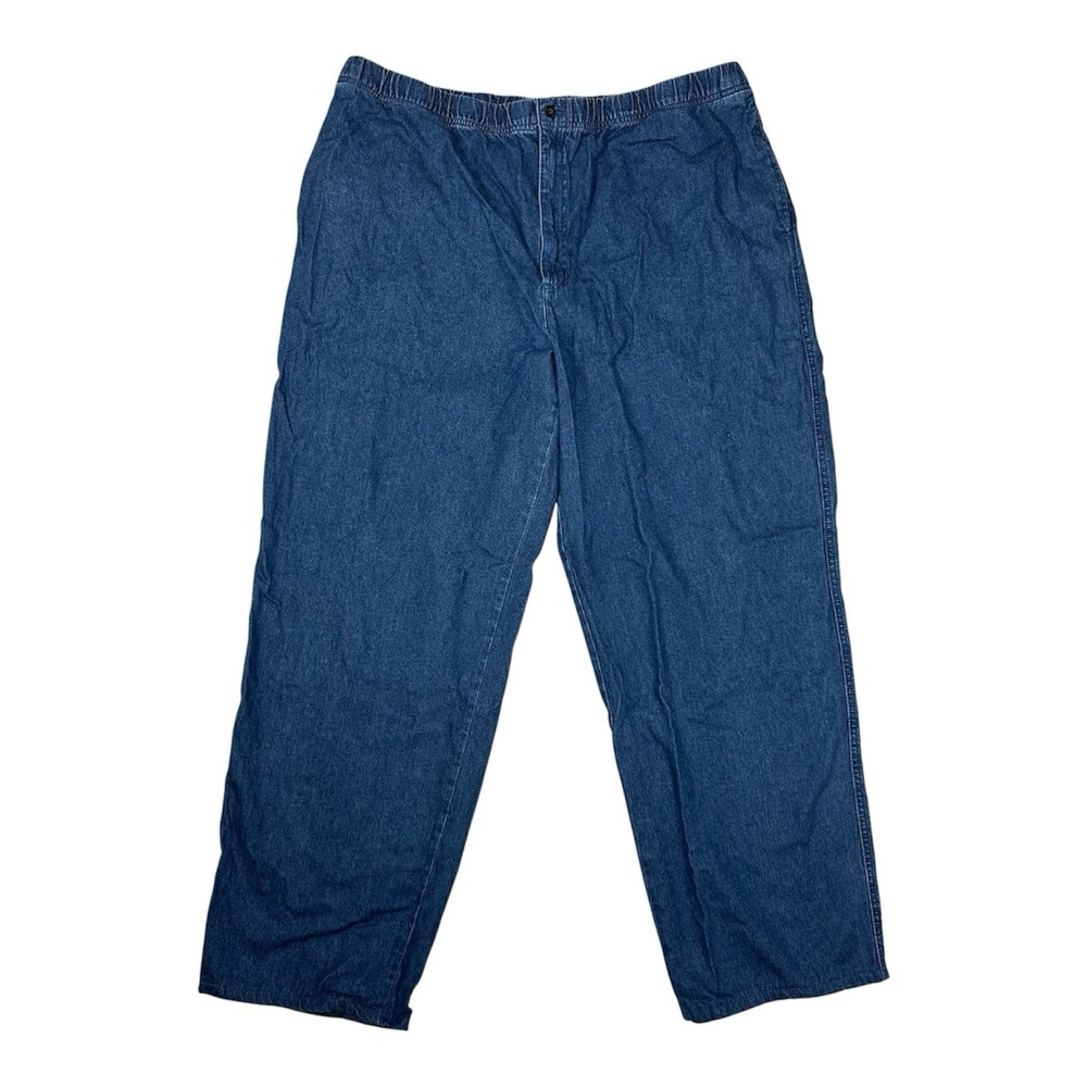 Towncraft‎ Elastic Waist Denim Pants Men 48WX Unfinished Blue Dadcore Normcore